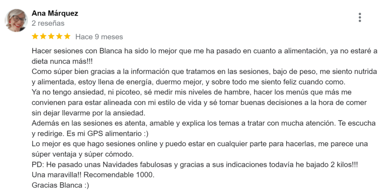 Reseña Ana Márquez Google